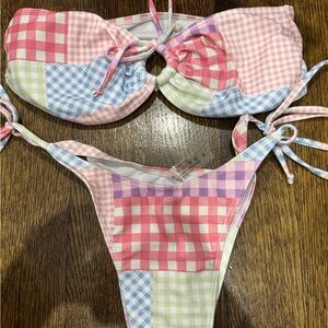 Gingham Patchwork Bikini Set